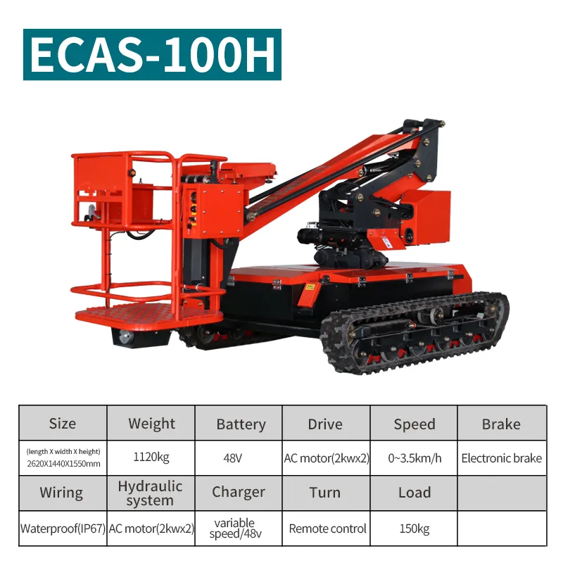 Ecas-100h-Altura-3-5m-5m-6-4m-8-4m-48V-Fruit-Picker-AC-Crawler-Vehículo agrícola eléctrico-Máquina-Archard-Agrícola-Plataforma-off-Road-Lift-Forestal-Camión